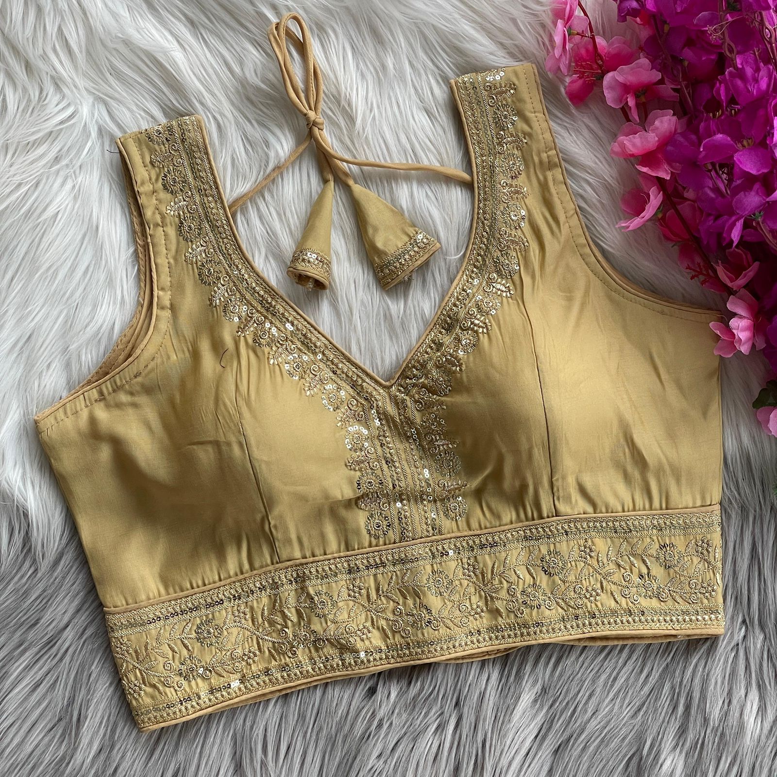 Royal Roman Silk Heavy Embroidery Designer Blouse